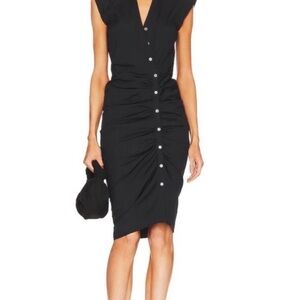 Veronica Beard Black Ruched Midi Dress
